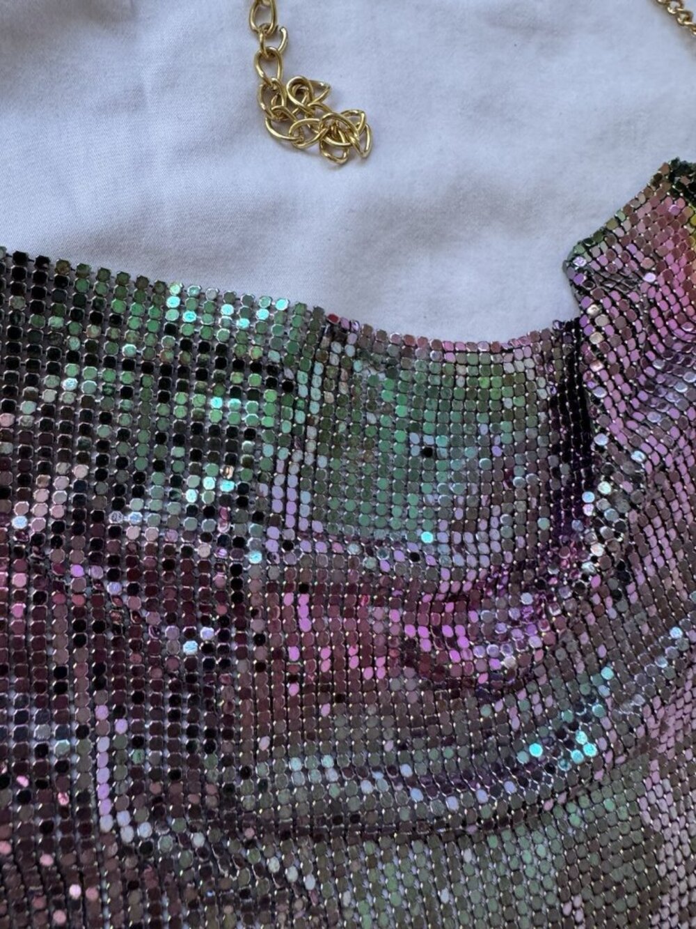 Women's Multicolor Mesh Rhinestone Cami Tank Backless Festival Club Top XS S M - Picture 5 of 7